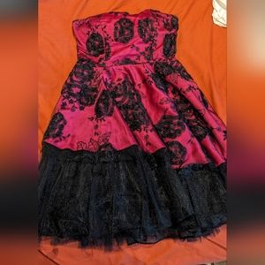 Black & Pink Strapless Dress